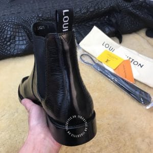 Giày Louis Vuitton cổ cao chelsea boot replica 1:1 màu đen bo chun - Ảnh 7