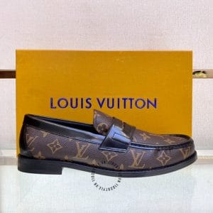 Giày Louis Vuitton nam loafer da bò màu nâu họa tiết Monogram - Hình ảnh 6