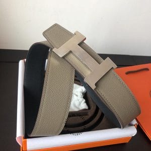 Thắt lưng Hermes hàng hiệu da thật dây 2 mặt ghi - đen - Ảnh 4