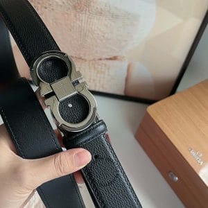 Thắt lưng nam hàng hiệu dây đen mặt bạc - Ảnh 6