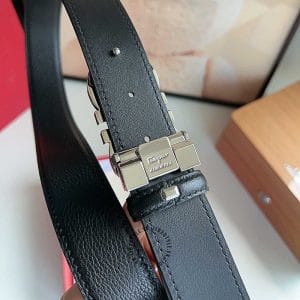 Thắt lưng nam hàng hiệu dây đen mặt bạc - Ảnh 8