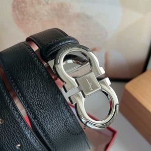 Thắt lưng nam hàng hiệu dây đen mặt bạc - Ảnh 4