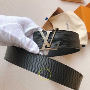 Thắt lưng Louis Vuitton nam mặt logo LV màu đen chì cao cấp - Ảnh 4