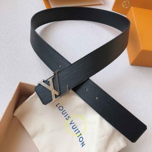 Thắt lưng Louis Vuitton nam mặt logo LV màu đen chì cao cấp - Ảnh 5