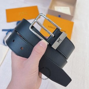 Thắt lưng Louis Vuitton Pont Neuf da thật màu đen logo rỗng - Hình ảnh 2