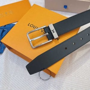 Thắt lưng Louis Vuitton Pont Neuf da thật màu đen logo rỗng - Hình ảnh 8