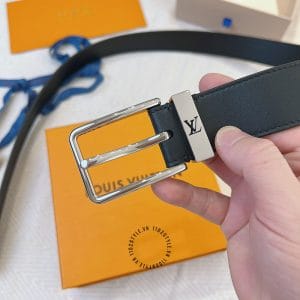 Thắt lưng Louis Vuitton Pont Neuf da thật màu đen logo rỗng - Hình ảnh 6