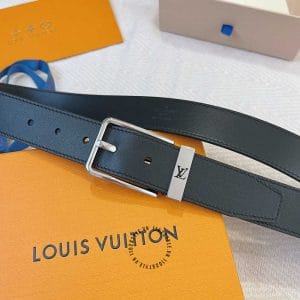 Thắt lưng Louis Vuitton Pont Neuf da thật màu đen logo rỗng - Hình ảnh 4