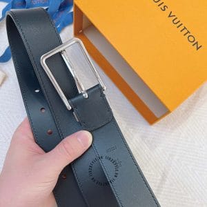 Thắt lưng Louis Vuitton Pont Neuf da thật màu đen logo rỗng - Hình ảnh 3