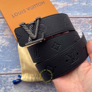 Thắt lưng Louis Vuitton nam mặt màu đen nhám hàng hiệu cao cấp - Ảnh 2