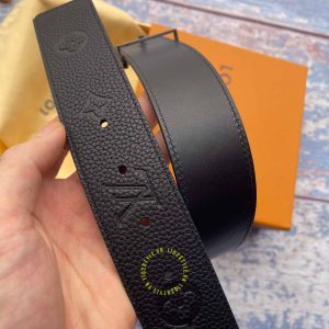 Thắt lưng Louis Vuitton nam mặt màu đen nhám hàng hiệu cao cấp - Ảnh 7