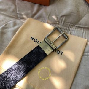 Thắt lưng Louis Vuitton nam dây đen caro replica 1:1 chính hãng - Ảnh 3