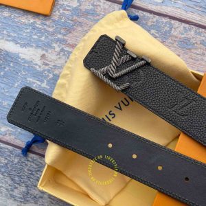 Thắt lưng Louis Vuitton nam mặt màu đen nhám hàng hiệu cao cấp - Ảnh 4