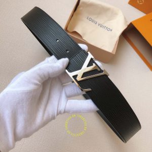 Thắt lưng Louis Vuitton da bò xịn mặt logo LV màu bạc cao cấp - Ảnh 5