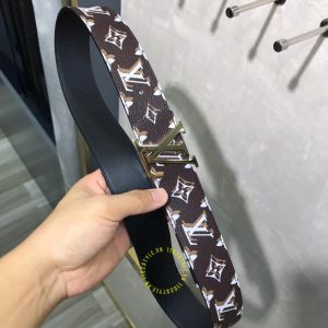 Thắt lưng nam LV mặt vàng dây họa tiết Monogram hàng hiệu - Ảnh 9