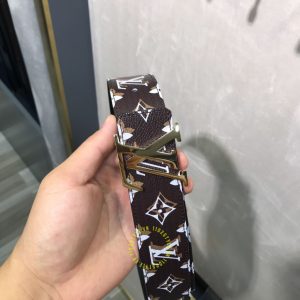 Thắt lưng nam LV mặt vàng dây họa tiết Monogram hàng hiệu - Ảnh 7