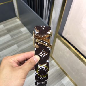 Thắt lưng nam LV mặt vàng dây họa tiết Monogram hàng hiệu - Ảnh 5