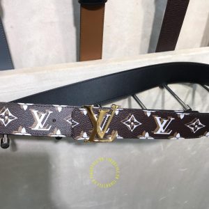 Thắt lưng nam LV mặt vàng dây họa tiết Monogram hàng hiệu - Ảnh 4