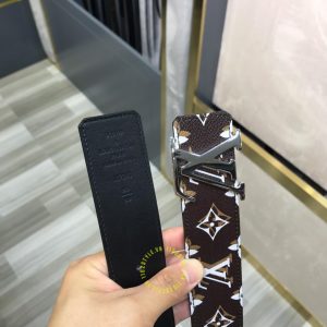 Thắt lưng nam LV mặt đen chì dây họa tiết Monogram hàng hiệu - Ảnh 2