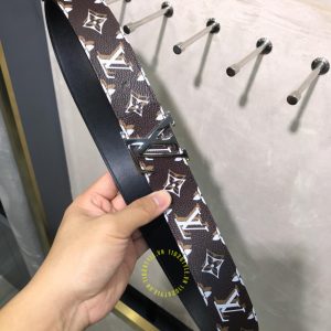 Thắt lưng nam LV mặt đen chì dây họa tiết Monogram hàng hiệu - Ảnh 4