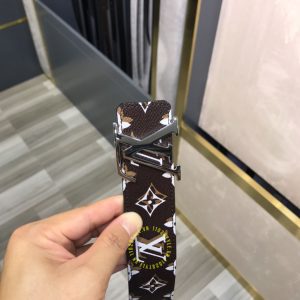 Thắt lưng nam LV mặt đen chì dây họa tiết Monogram hàng hiệu - Ảnh 3
