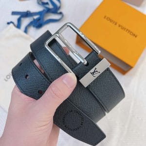 Thắt lưng Louis Vuitton Pont Neuf dây da thật màu đen khóa bạc - Ảnh 2