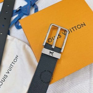 Thắt lưng Louis Vuitton Pont Neuf dây da thật màu đen khóa bạc - Ảnh 6
