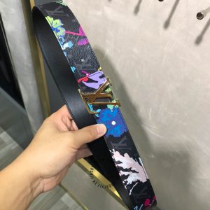 Thắt lưng LV nam mặt vàng dây họa tiết nhiều màu cao cấp - Ảnh 5