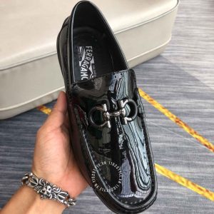 Giày Salvatore Ferragamo nam da đen bóng hàng hiệu giá tốt - Ảnh 4