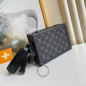 Túi hộp Soft Trunk LV hàng hiệu nữ màu đen họa tiết monogram - Ảnh 2