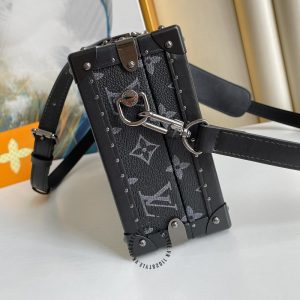 Túi hộp Soft Trunk LV hàng hiệu nữ màu đen họa tiết monogram - Ảnh 3