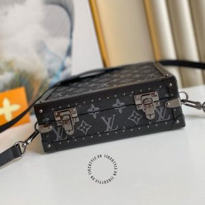 Túi hộp Soft Trunk LV hàng hiệu nữ màu đen họa tiết monogram - Ảnh 4