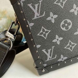 Túi hộp Soft Trunk LV hàng hiệu nữ màu đen họa tiết monogram - Ảnh 6