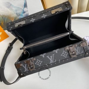 Túi hộp Soft Trunk LV hàng hiệu nữ màu đen họa tiết monogram - Ảnh 8