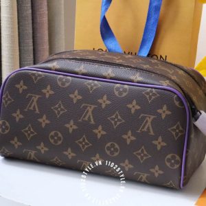 Túi LV trống Louis Vuitton nam hàng hiệu viền kẻ tím cao cấp - Ảnh 3