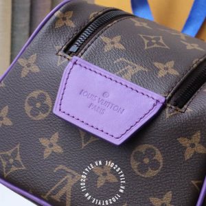 Túi LV trống Louis Vuitton nam hàng hiệu viền kẻ tím cao cấp - Ảnh 5