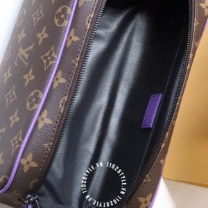 Túi LV trống Louis Vuitton nam hàng hiệu viền kẻ tím cao cấp - Ảnh 8