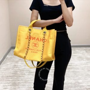 Túi xách Chanel bag màu vàng size lớn cao cấp - Hình ảnh 10