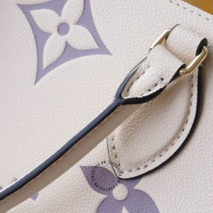 Túi LV Onthego Louis Vuitton Replica 1:1 chính hãng màu be họa tiết tím - Ảnh 4