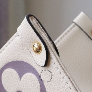 Túi LV Onthego Louis Vuitton Replica 1:1 chính hãng màu be họa tiết tím - Ảnh 5