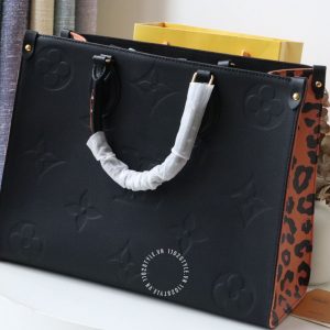 Túi LV Onthego hàng hiệu Size to nữ màu đen phối da báo Replica 1:1 - Hình ảnh 3