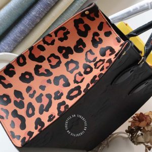 Túi LV Onthego hàng hiệu Size to nữ màu đen phối da báo Replica 1:1 - Hình ảnh 7