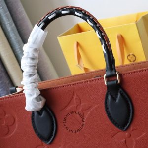 Túi LV Onthego Size to nữ hàng hiệu cao cấp màu cam đất họa tiết da báo - Ảnh 3