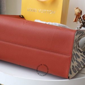 Túi LV Onthego Size to nữ hàng hiệu cao cấp màu cam đất họa tiết da báo - Ảnh 5