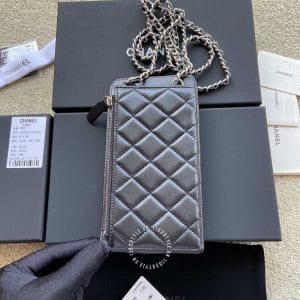 Túi đeo chéo mini hãng Chanel trần trám màu đen cao cấp - Ảnh 8