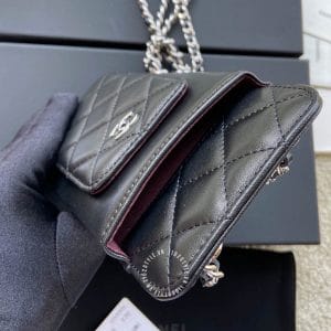 Túi đeo chéo mini hãng Chanel trần trám màu đen cao cấp - Ảnh 5