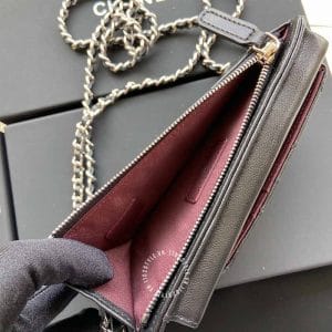 Túi đeo chéo mini hãng Chanel trần trám màu đen cao cấp - Ảnh 4