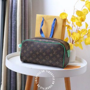 Túi LV trống Louis Vuitton nam hàng hiệu viền kẻ xanh lá cao cấp