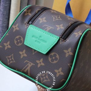 Túi LV trống Louis Vuitton nam hàng hiệu viền kẻ xanh lá cao cấp - Ảnh 5