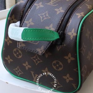 Túi LV trống Louis Vuitton nam hàng hiệu viền kẻ xanh lá cao cấp - Ảnh 7